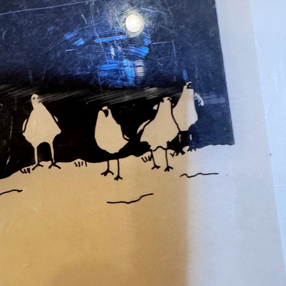 Lubov '83 Seagulls Long Island NY plastic‎ Tray Artist Signed Art
